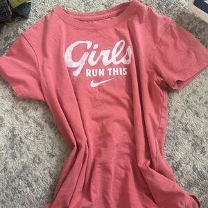 Nike Coral 'Girls Run This' T-Shirt